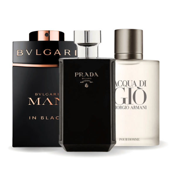 Promotiepakket met 3 parfums – Bvlgari In Black, Giorgio Armani Acqua Di Giò en L’Homme Prada Intense 100ml
